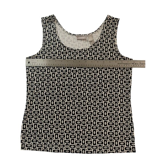 Chicos Sleeveless Tank Top Geometric Print Nylon/Spandex Black & White Size 1 - Picture 3 of 6
